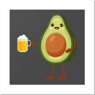 Avacado with beer. Posters and Art